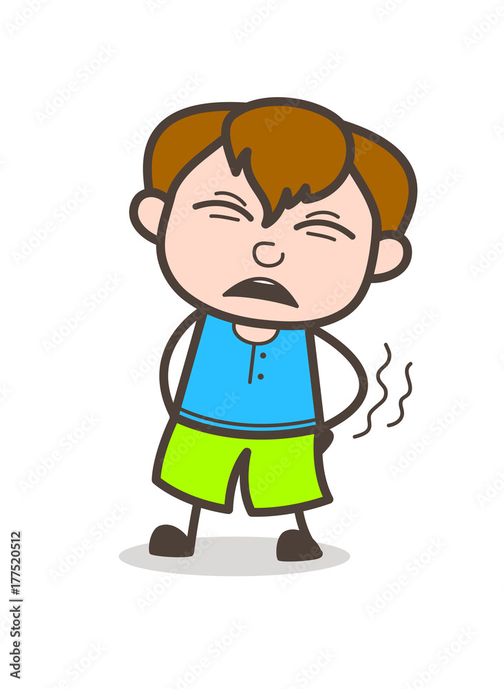 Getting Pain in Body - Cute Cartoon Boy Illustration Getting Pain in Body - Cute Cartoon Boy Illustration
