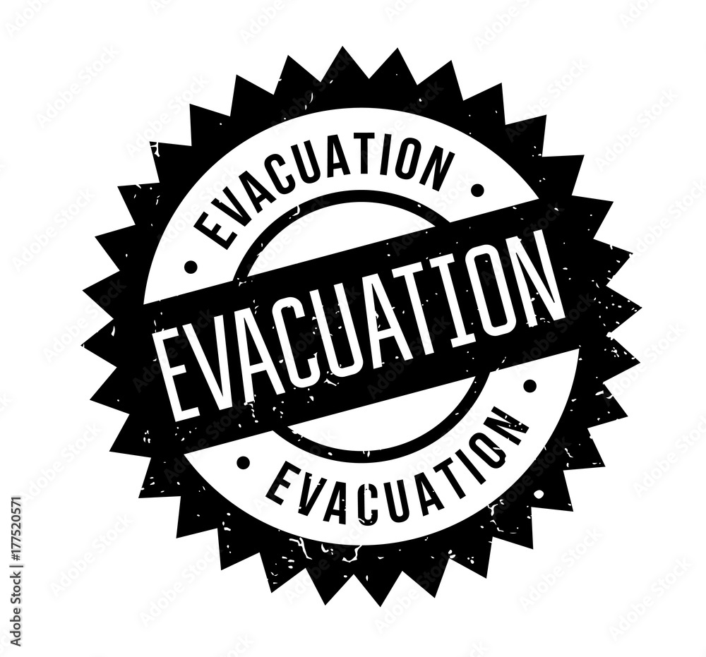 Evacuation rubber stamp. Grunge design with dust scratches. Effects can be easily removed for a clean, crisp look. Color is easily changed. Evacuation rubber stamp. Grunge design with dust scratches. Effects can be easily removed for a clean, crisp look. Color is easily changed.