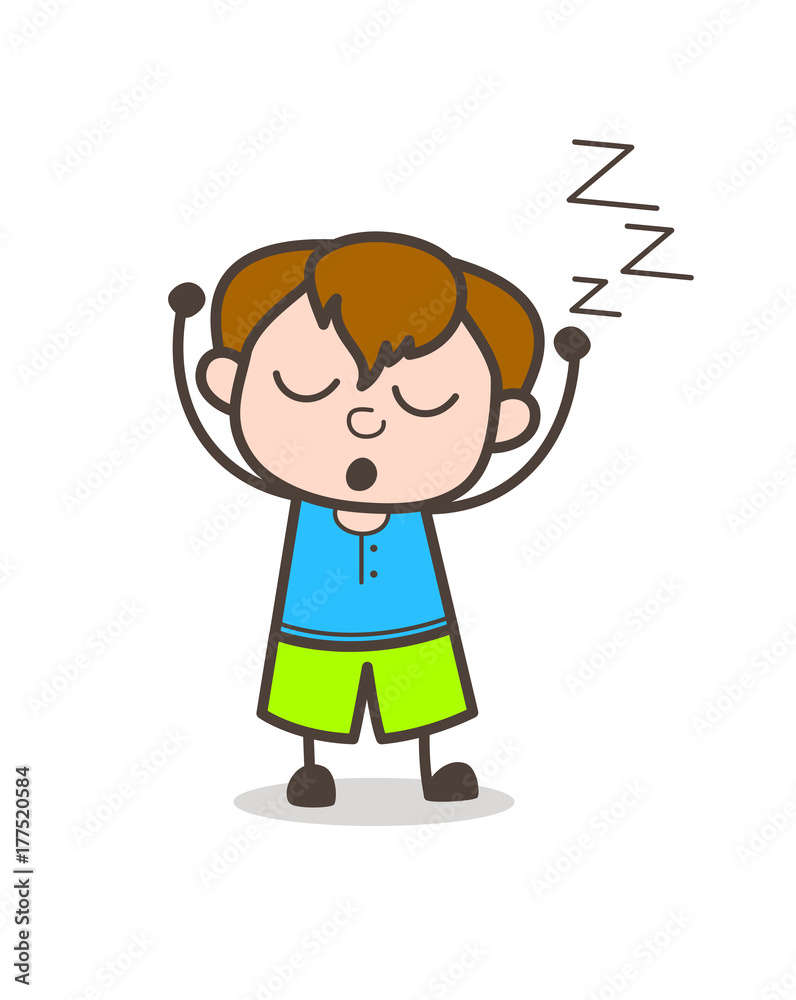 Sleeping Kid Expression - Cute Cartoon Boy Illustration Sleeping Kid Expression - Cute Cartoon Boy Illustration