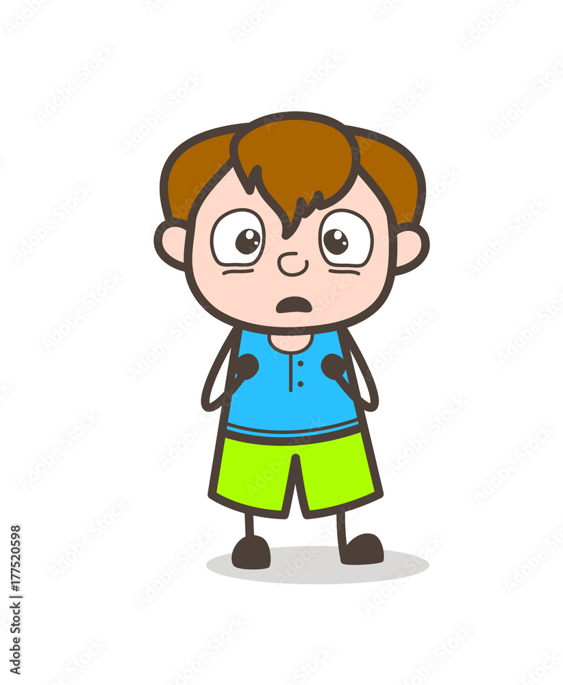 Flushed Face Expression - Cute Cartoon Boy Illustration Flushed Face Expression - Cute Cartoon Boy Illustration