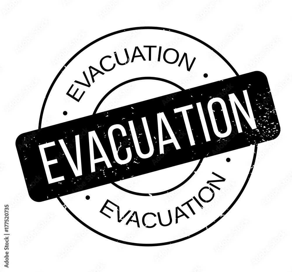 Evacuation rubber stamp. Grunge design with dust scratches. Effects can be easily removed for a clean, crisp look. Color is easily changed. Evacuation rubber stamp. Grunge design with dust scratches. Effects can be easily removed for a clean, crisp look. Color is easily changed.