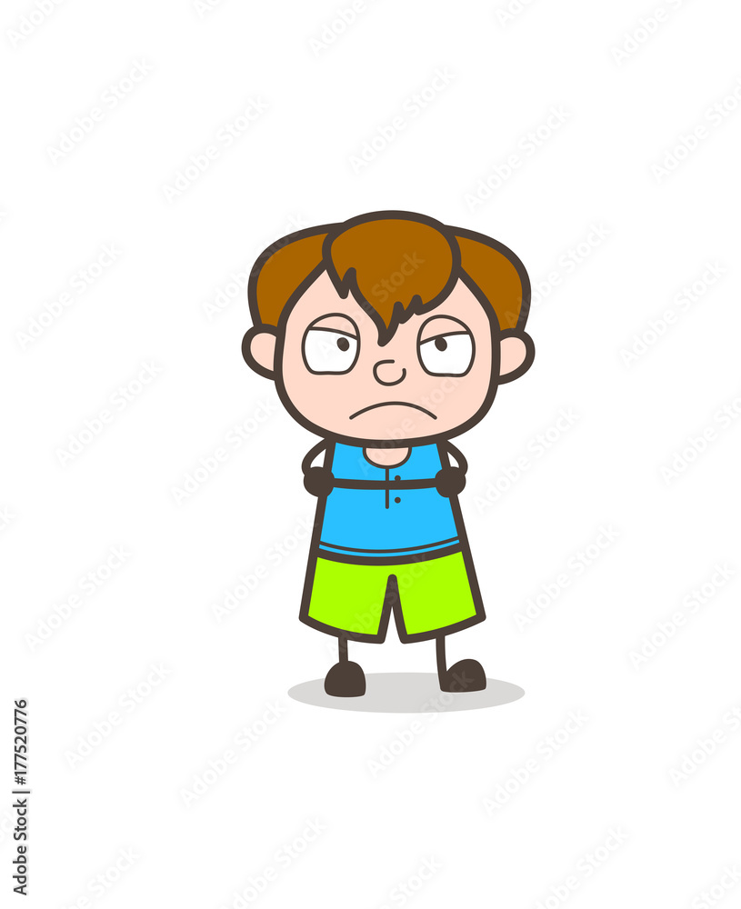 Angry Mood Little Kid - Cute Cartoon Boy Illustration Angry Mood Little Kid - Cute Cartoon Boy Illustration