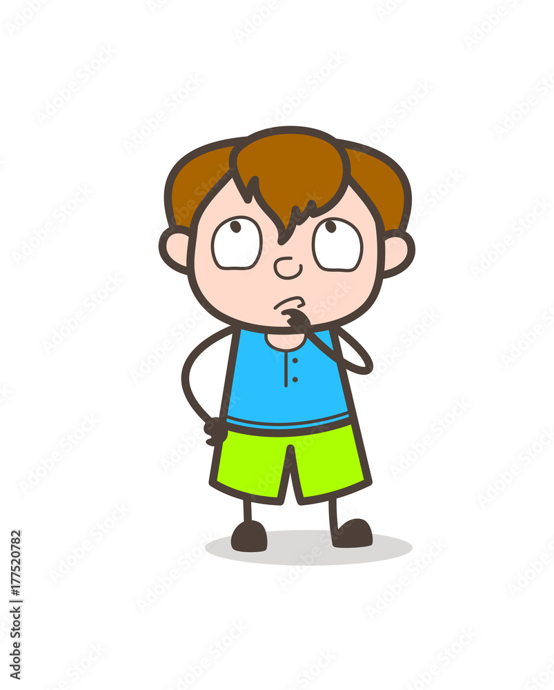 Little Kid Thinking Face - Cute Cartoon Boy Illustration Little Kid Thinking Face - Cute Cartoon Boy Illustration