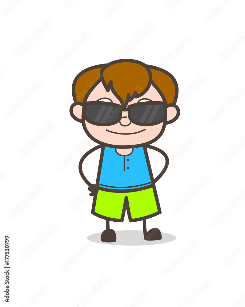 Little Kid with Fancy Sunglasses - Cute Cartoon Boy Illustration Little Kid with Fancy Sunglasses - Cute Cartoon Boy Illustration