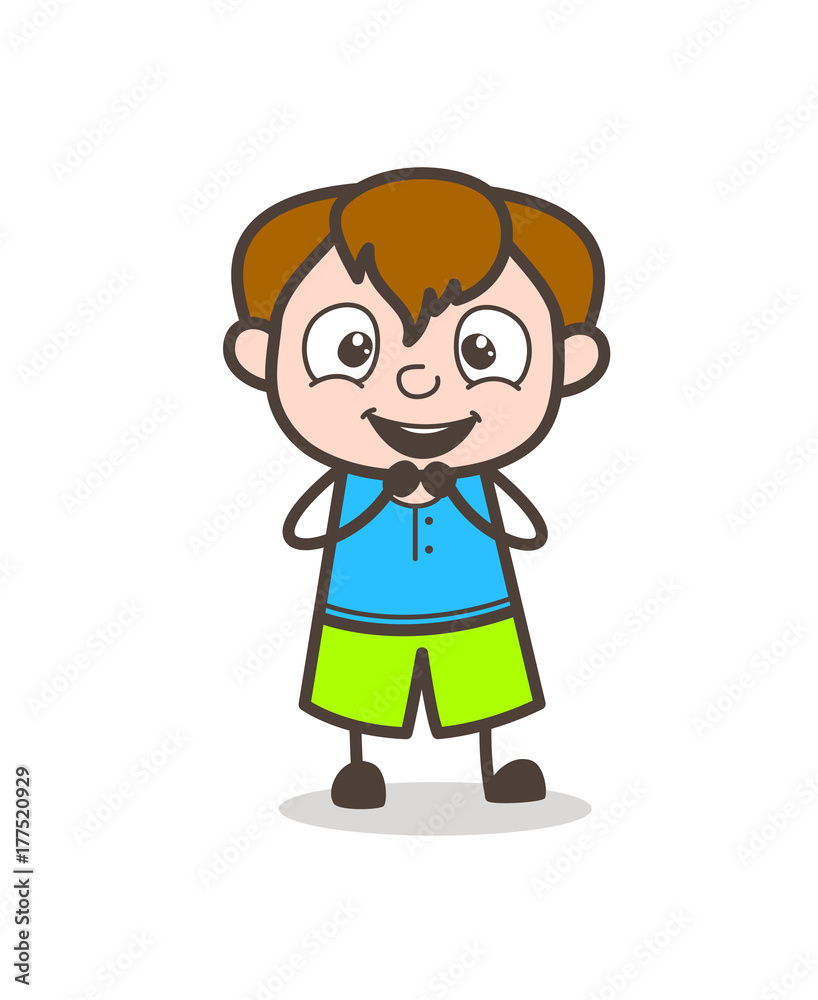 Surprisingly Laughing Face - Cute Cartoon Boy Illustration