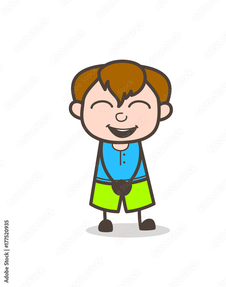 Laughing Kid Face - Cute Cartoon Boy Illustration