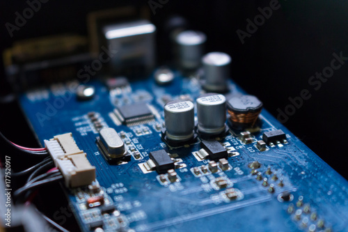 close-up of electronic circuit board with processor