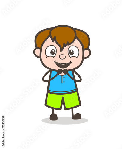 Surprisingly Laughing Face - Cute Cartoon Boy Illustration
