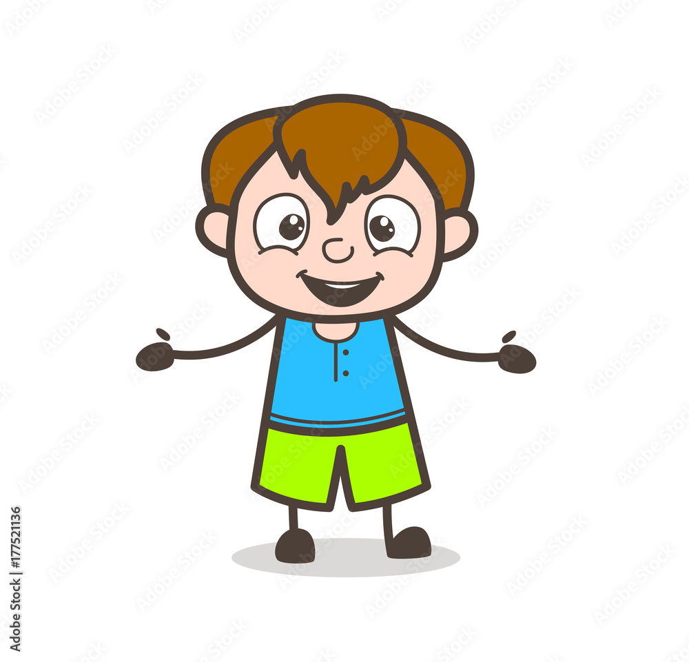 Joyful Face - Cute Cartoon Boy Illustration