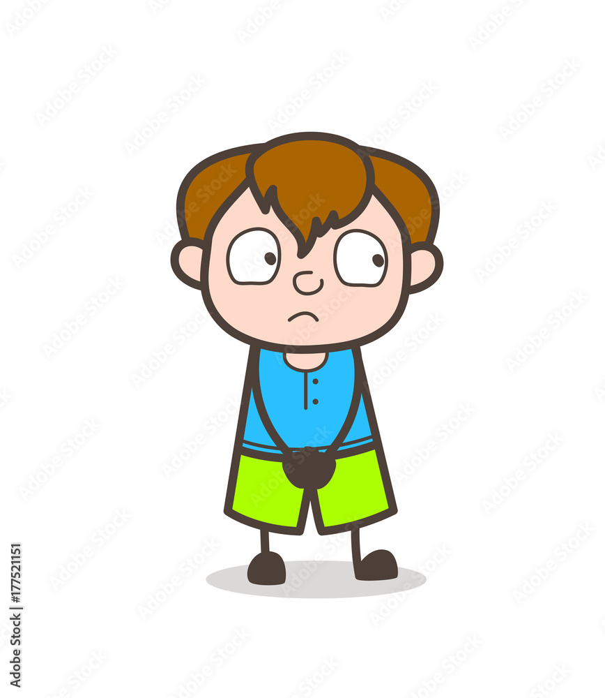 Expressionless Sad Face - Cute Cartoon Boy Illustration Stock Vector |  Adobe Stock