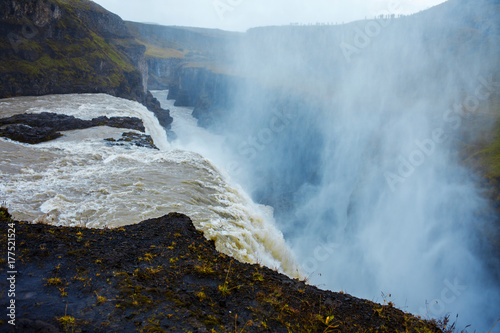 Fototapeta Naklejka Na Ścianę i Meble -  Iceland, waterfall Gullfoss tour of the Golden ring