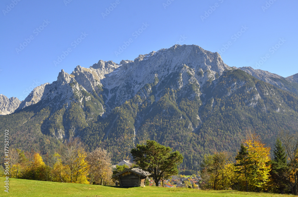 Alm über Mittenwald vor Westliche Karwendelspitze