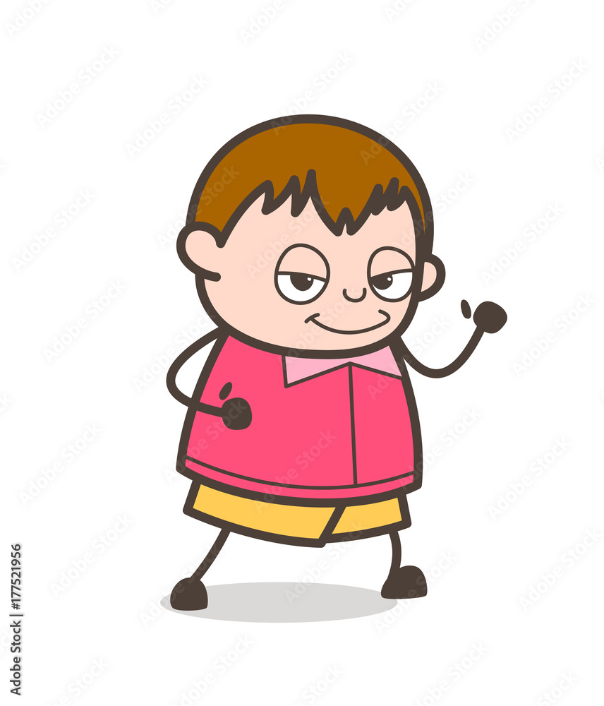 Smiling Running Pose - Cute Cartoon Fat Kid Illustration Smiling Running Pose - Cute Cartoon Fat Kid Illustration