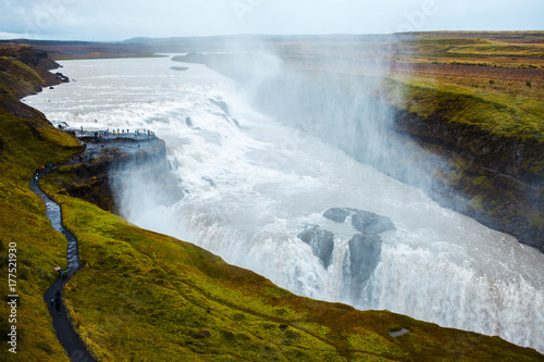 Iceland, waterfall Gullfoss tour of the Golden ring