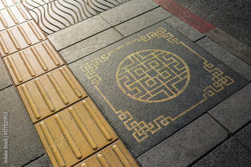 Sidewalk in Chinatown district. Phuket.