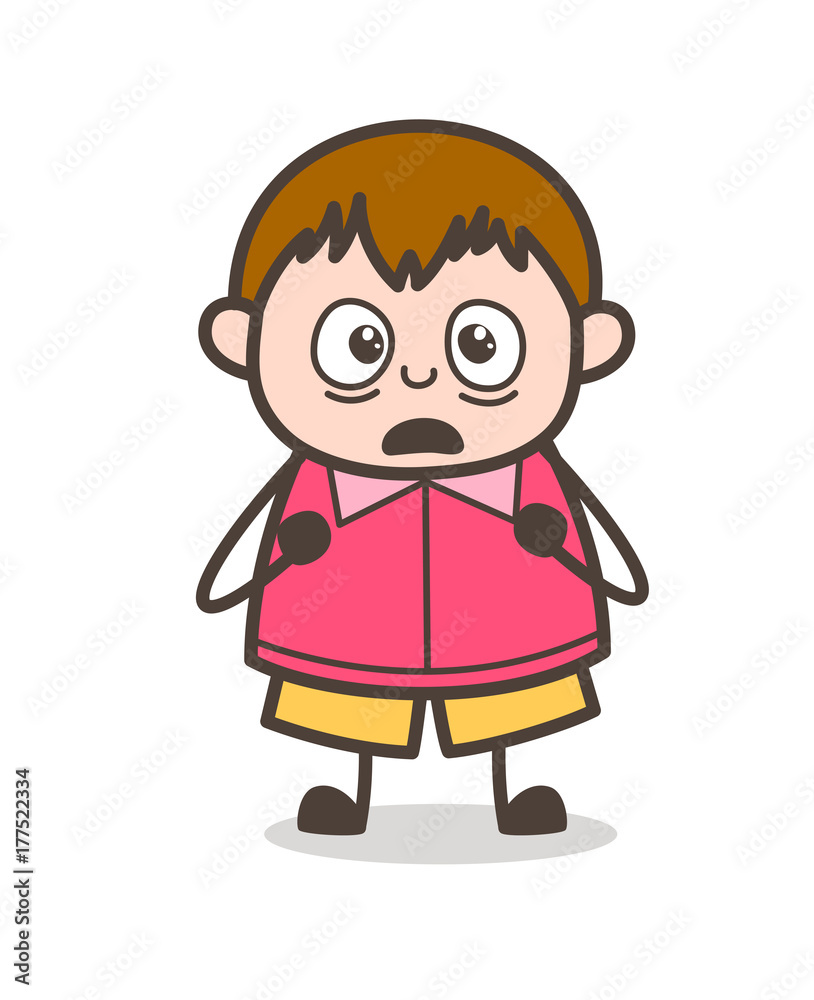 Scared Facial Expression - Cute Cartoon Fat Kid Illustration Stock Vector |  Adobe Stock