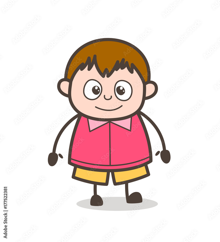 Lovely Smiling Face Expression - Cute Cartoon Fat Kid Illustration Lovely Smiling Face Expression - Cute Cartoon Fat Kid Illustration