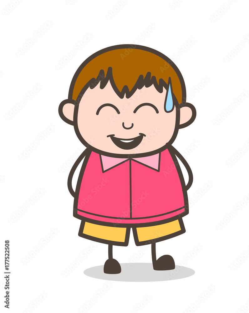 Laughing Face with Cold Sweat - Cute Cartoon Fat Kid Illustration Laughing Face with Cold Sweat - Cute Cartoon Fat Kid Illustration