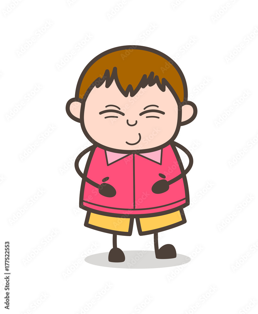Lovely Smiling Face - Cute Cartoon Fat Kid Illustration Lovely Smiling Face - Cute Cartoon Fat Kid Illustration