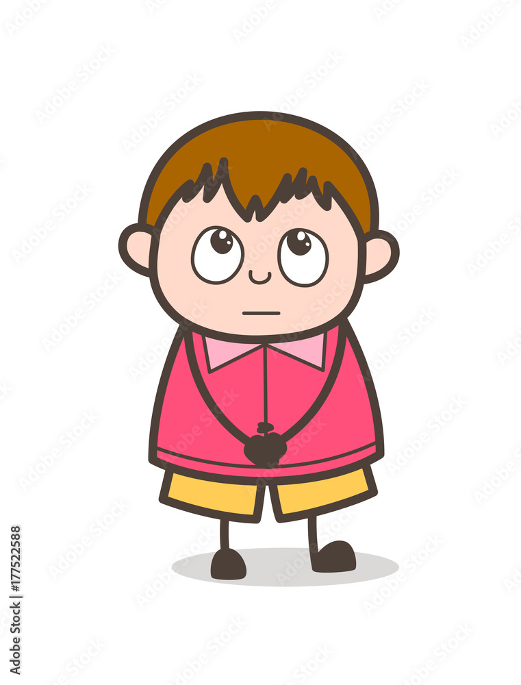 Neutral Expression - Cute Cartoon Fat Kid Illustration
