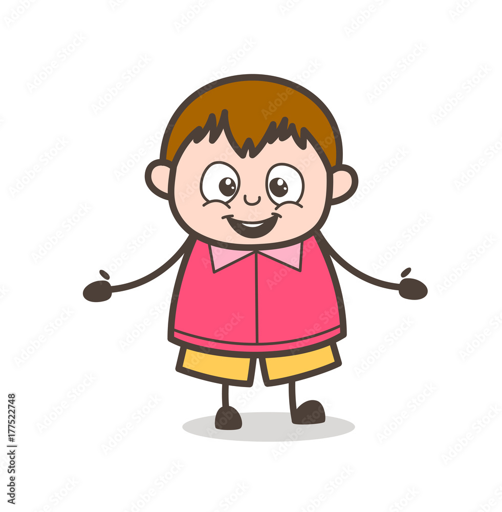Happy Mood - Cute Cartoon Fat Kid Illustration