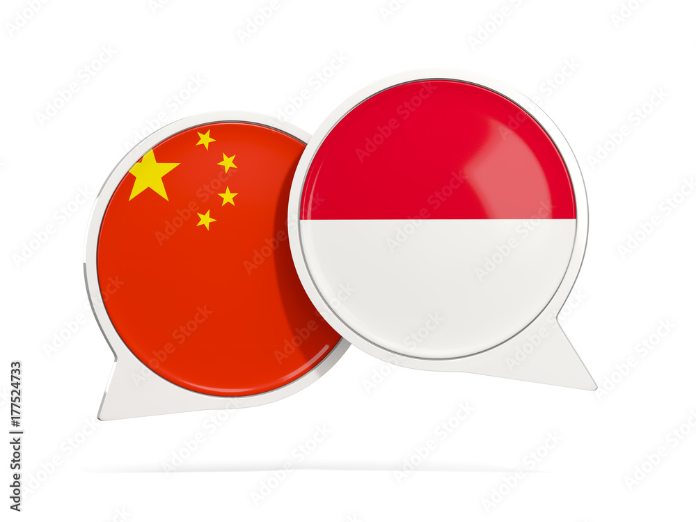 Chat bubbles of China and Indonesia isolated on white Chat bubbles of China and Indonesia isolated on white