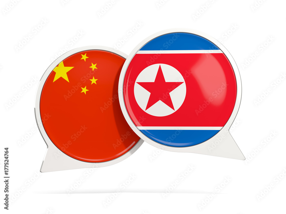 Chat bubbles of China and North Korea isolated on white Chat bubbles of China and North Korea isolated on white