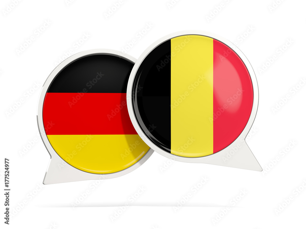 Fototapeta premium Chat bubbles of Germany and Belgium isolated on white
