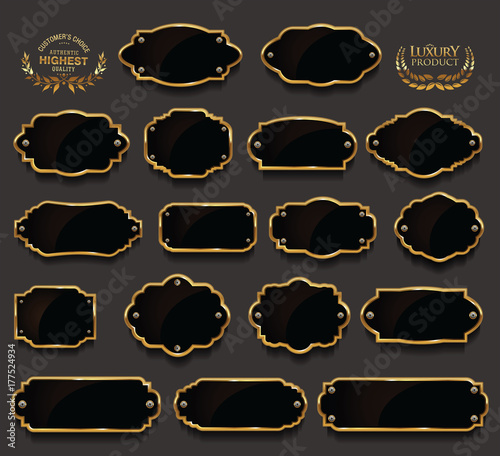 Retro vintage golden badges collection vector illustration