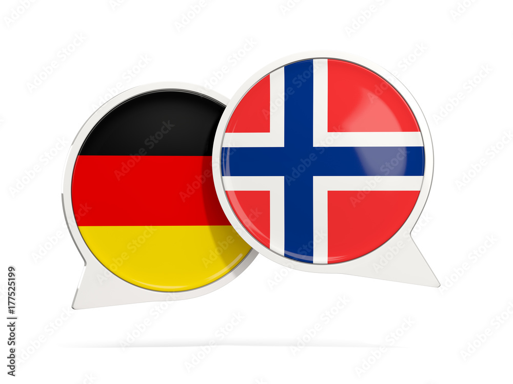 Fototapeta premium Chat bubbles of Germany and Norway isolated on white