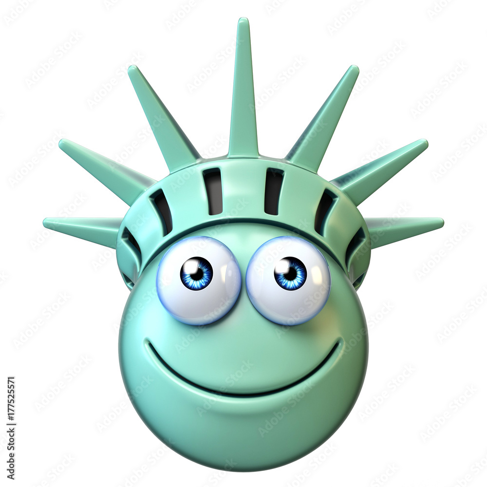 Statue of liberty emoji, cartoon emoticon 3d rendering Stock Photo