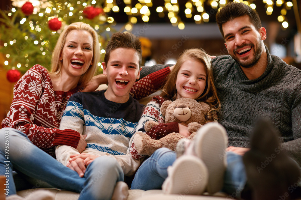 Cheerful family together for Christmas