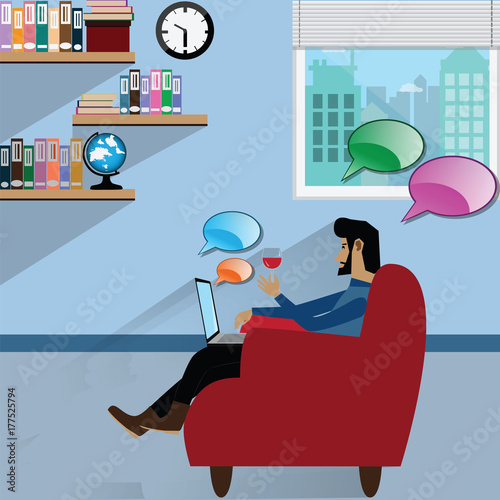 Technology concept,Online chatting,Web cam - Vector