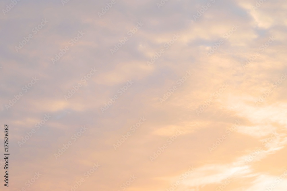 Beautiful Morning Sunrise Sky with Tiny White Clouds - obrazy, fototapety, plakaty 