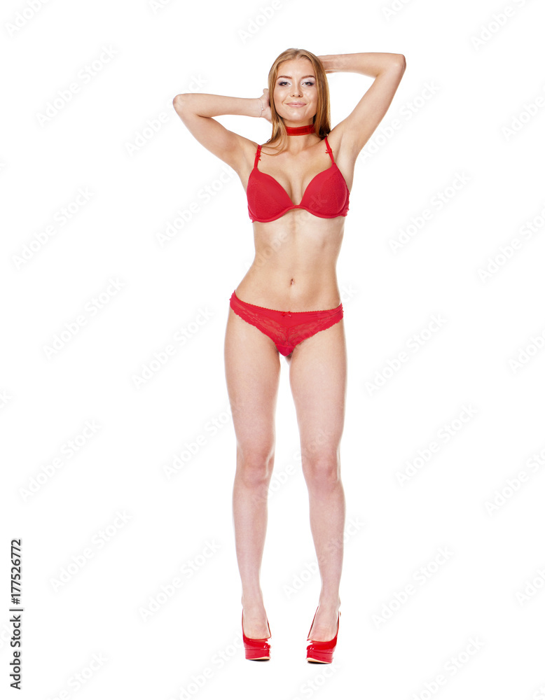 Young beautiful blonde woman in black bikini Young beautiful blonde woman in black bikini