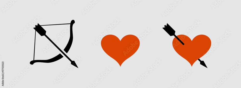 Bow arrow and heart icons Bow arrow and heart icons