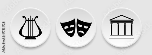 Theater masks and harp icons