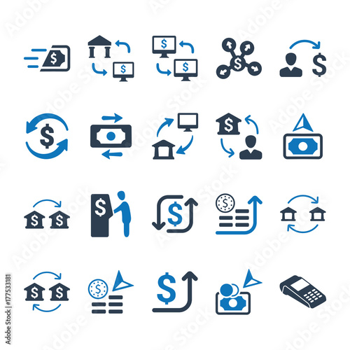 Money Transaction Icons - Blue Version