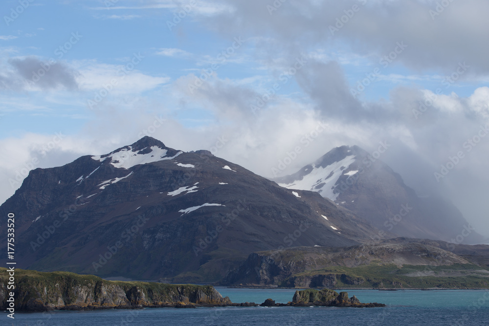 South Georgia, The landscape of the Bay of Isles from Prion Island