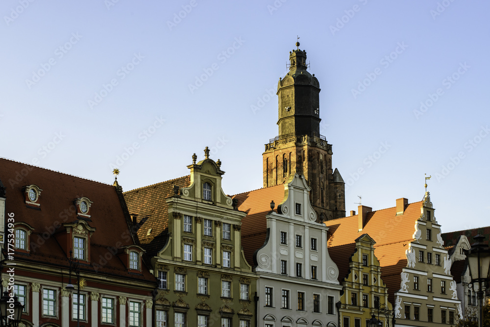 Buildings around Market Square in Wroclaw (Poland)