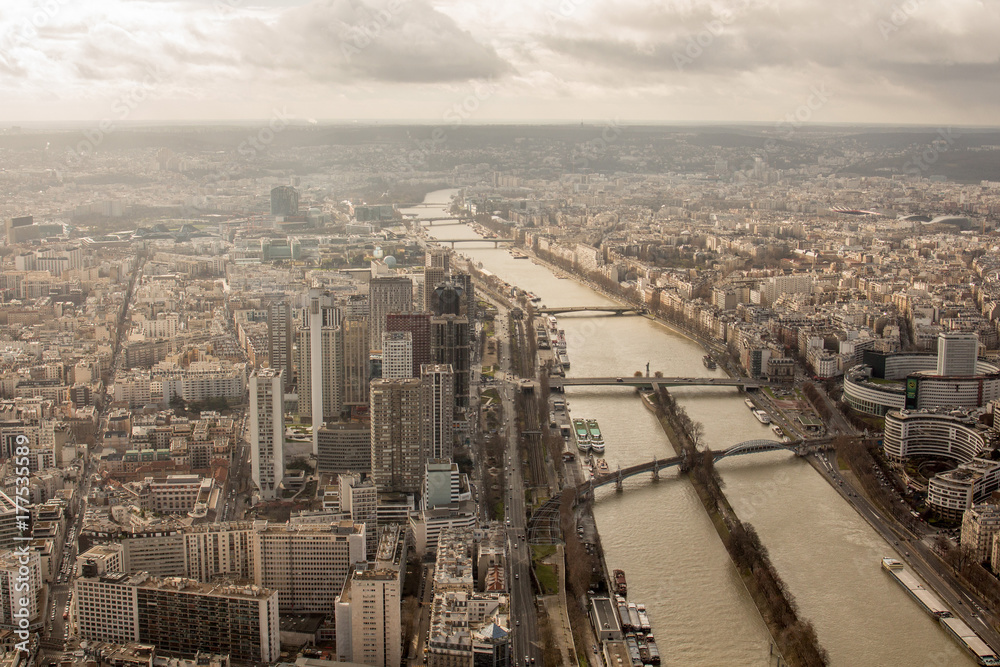 Panoramic view of Paris from the height of the Elven tower