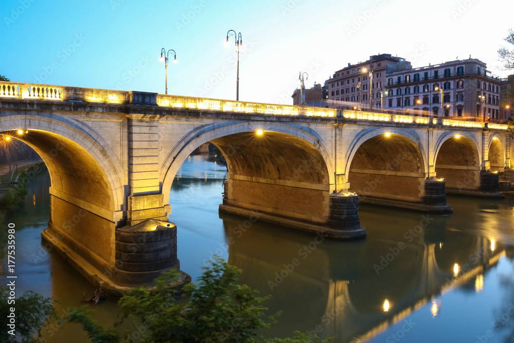 Bridge over water in Rome Tiber river