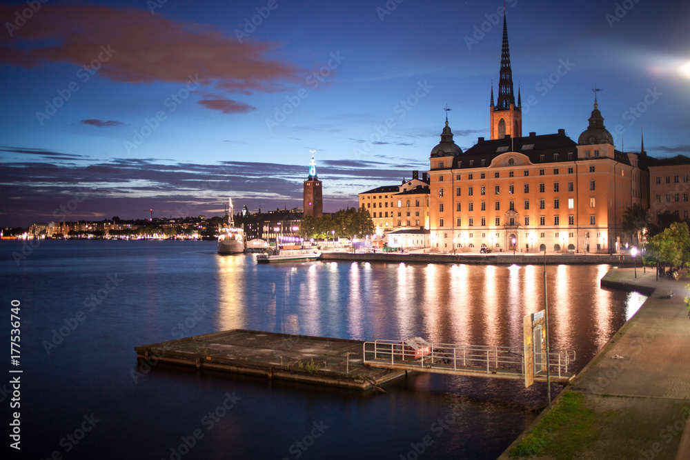 Night view Stockholm, the capital of Sweden