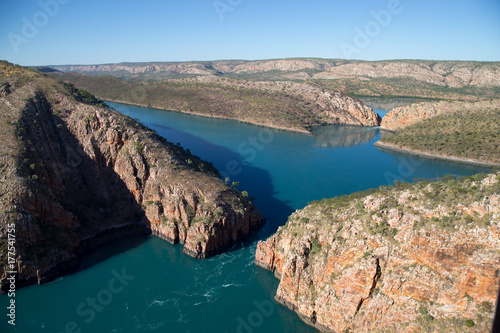 An aerial shot of the Horizontal falls in Talbot Bay, the Kimberley, Australia