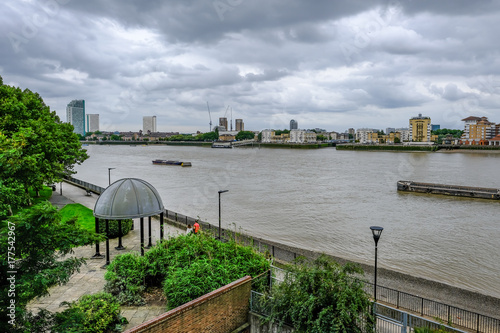 Aerial shot of McDougal Gardens, River Thames and footpath. photo