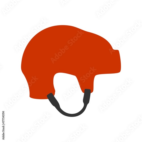 Photography Classic ice hockey red helmet icon in flat style. Side view