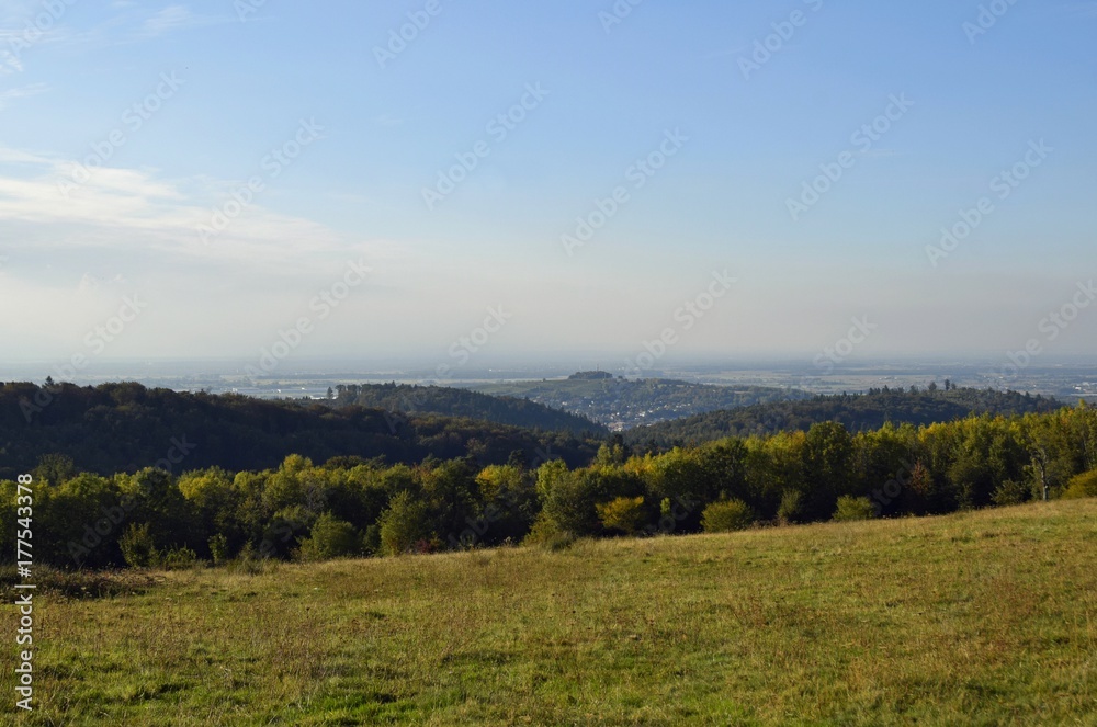 view from Langenhard Mountain towards Lahr and the Schutterlindenberg, Ortenau Baden Germany