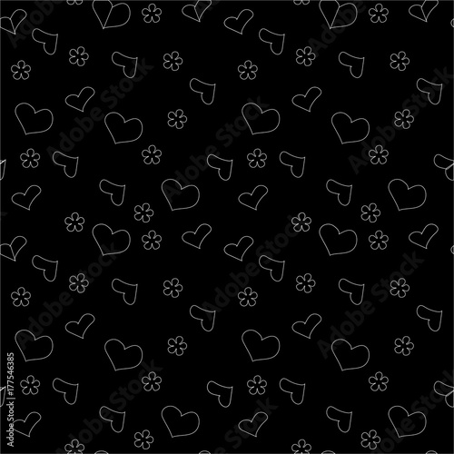 Cute doodle style hearts seamless vector pattern. Valentine's Day handwritten background. Marker drawn different heart shapes and silhouettes. Hand drawn ornament.