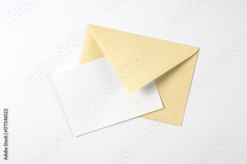 Blank envelope and post card isolated on white