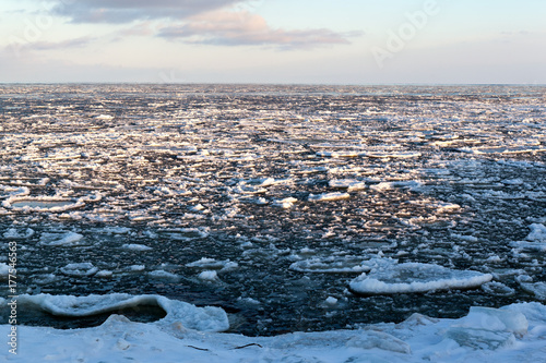 Freezes Lake Ladoga in the north of Russia